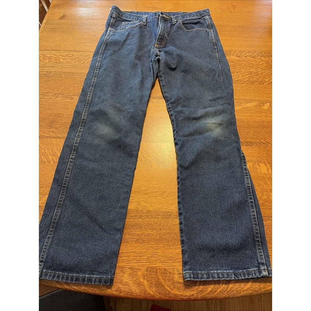 Wrangler Rugged Wear Jeans Mens 34x32 Blue Relaxed Straight Denim Cotton